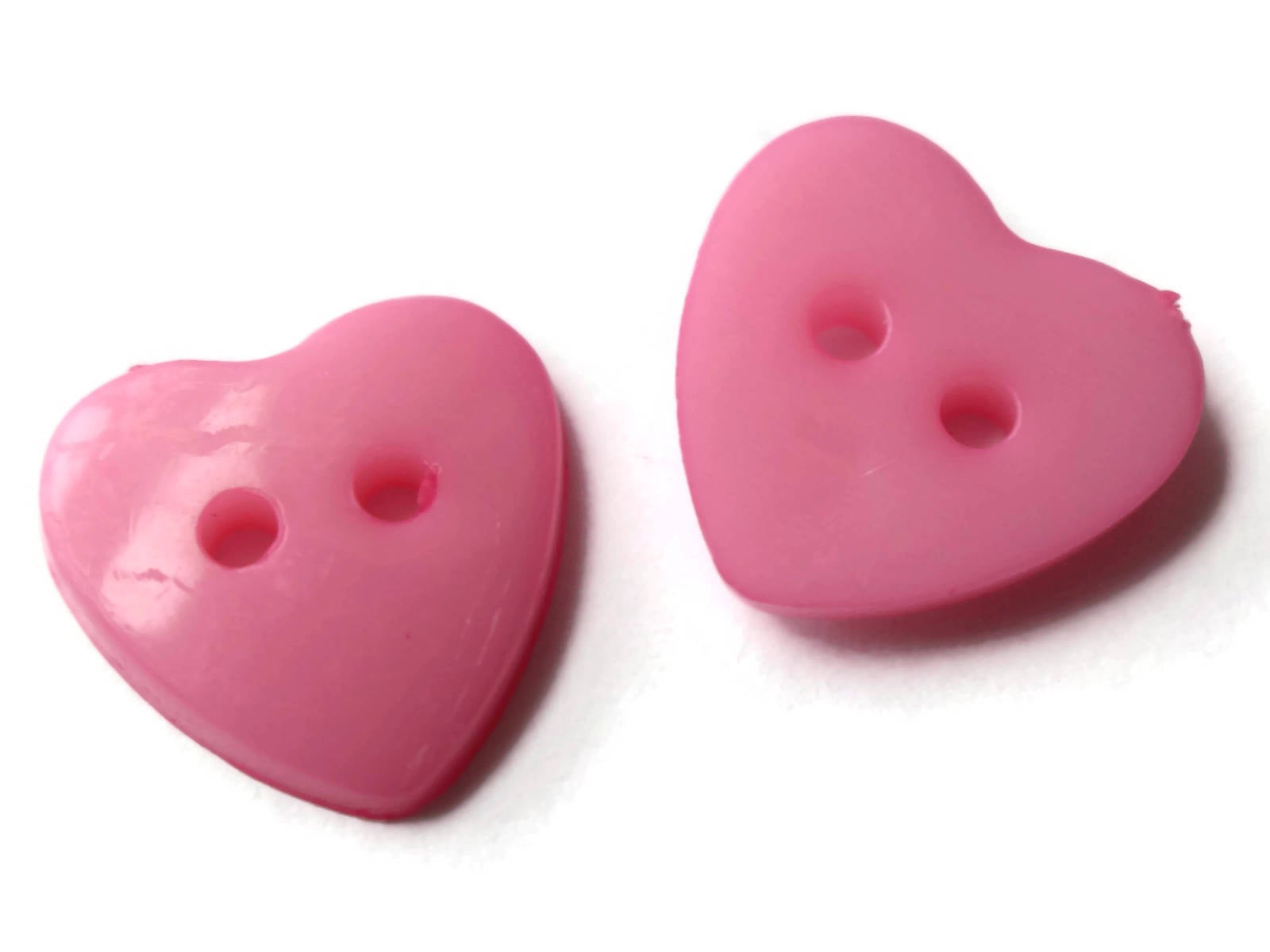 30 14mm Pink Heart Buttons Plastic Two Hole Buttons